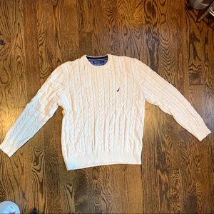 nautica cream colored cable knit sweater